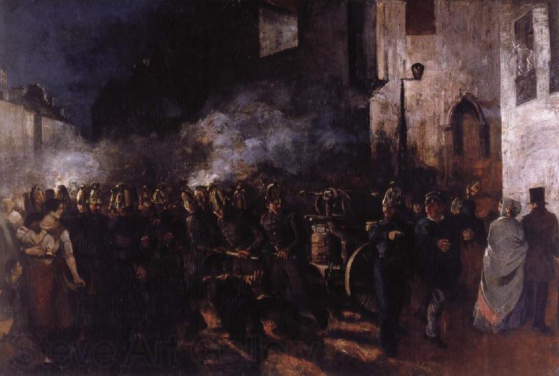 Gustave Courbet Firemen Running to a Fire